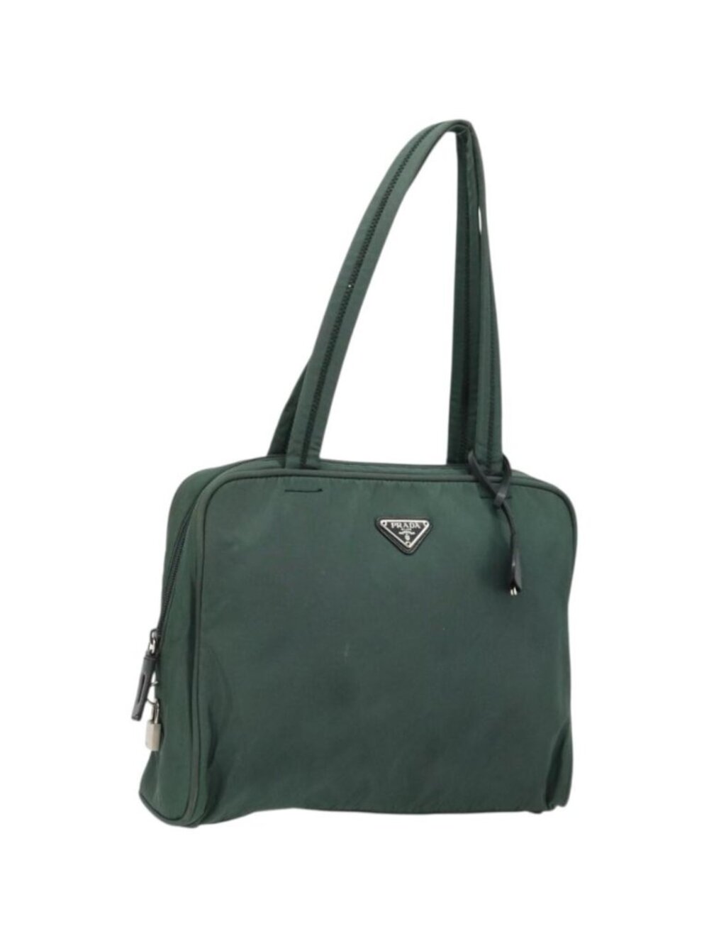 PRADA Tote Bag Nylon Green Silver